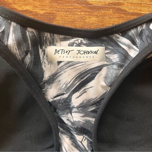 Betsey Johnson Performance Black & White Floral High Neck Sports Bra - Picture 8 of 8